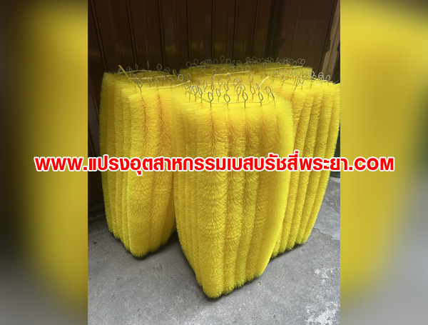 แปรงพู่สีเหลืองโต ใช้สำหรับดักตะกอนขี้ปลาในบ่อปลาคารฟ์
