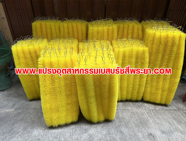 แปรงพู่สีเหลือง ดักตะกอนบ่อปลาคาร์ป